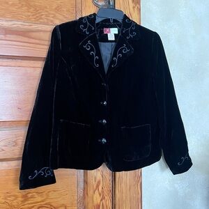 JM Collection Vintage Women’s Whimsigoth Black Velvet Button Up Blazer Size 6P
